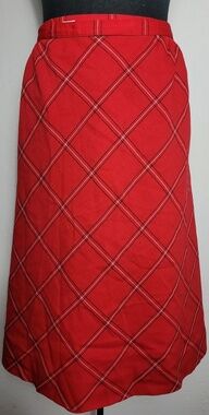 VINTAGE PENDLETON Red Plaid Wool Skirt, Size 36